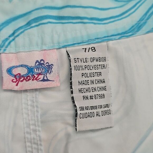 OP Sport, Vintage,blue Patterned Women's Shorts 7/8 - Picture 5 of 6